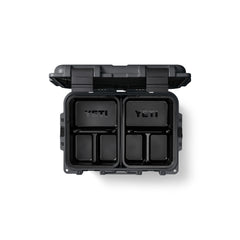 YETI LoadOut® GoBox 30 In Charcoal with two caddies inside.