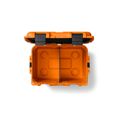 YETI LoadOut® GoBox 30 In King Crab Orange, top down view with a divider in the middle.