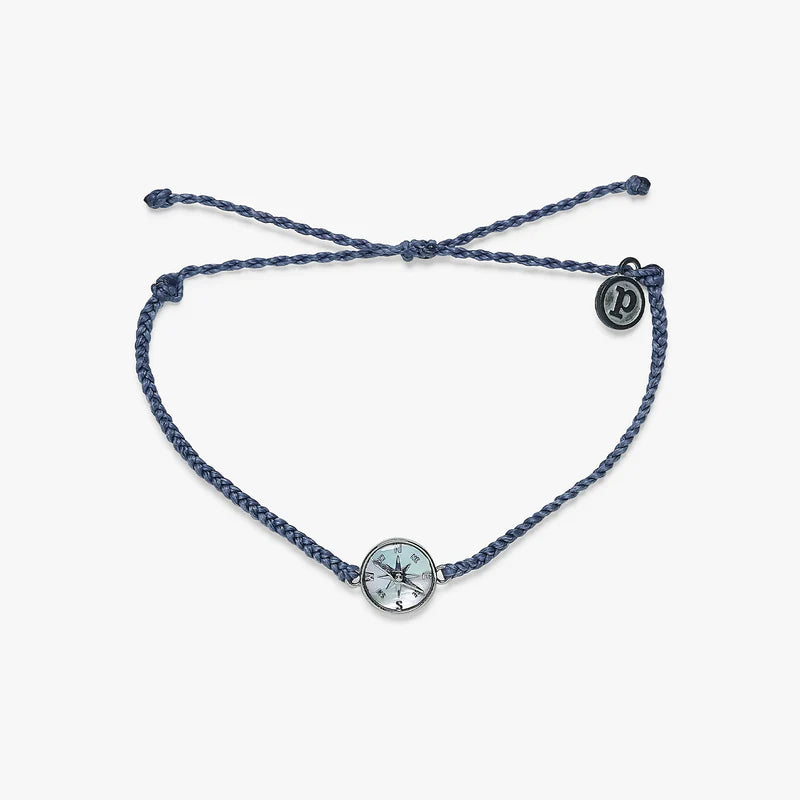 Pura Vida MOP Compass Silver Bracelet Columbia Blue