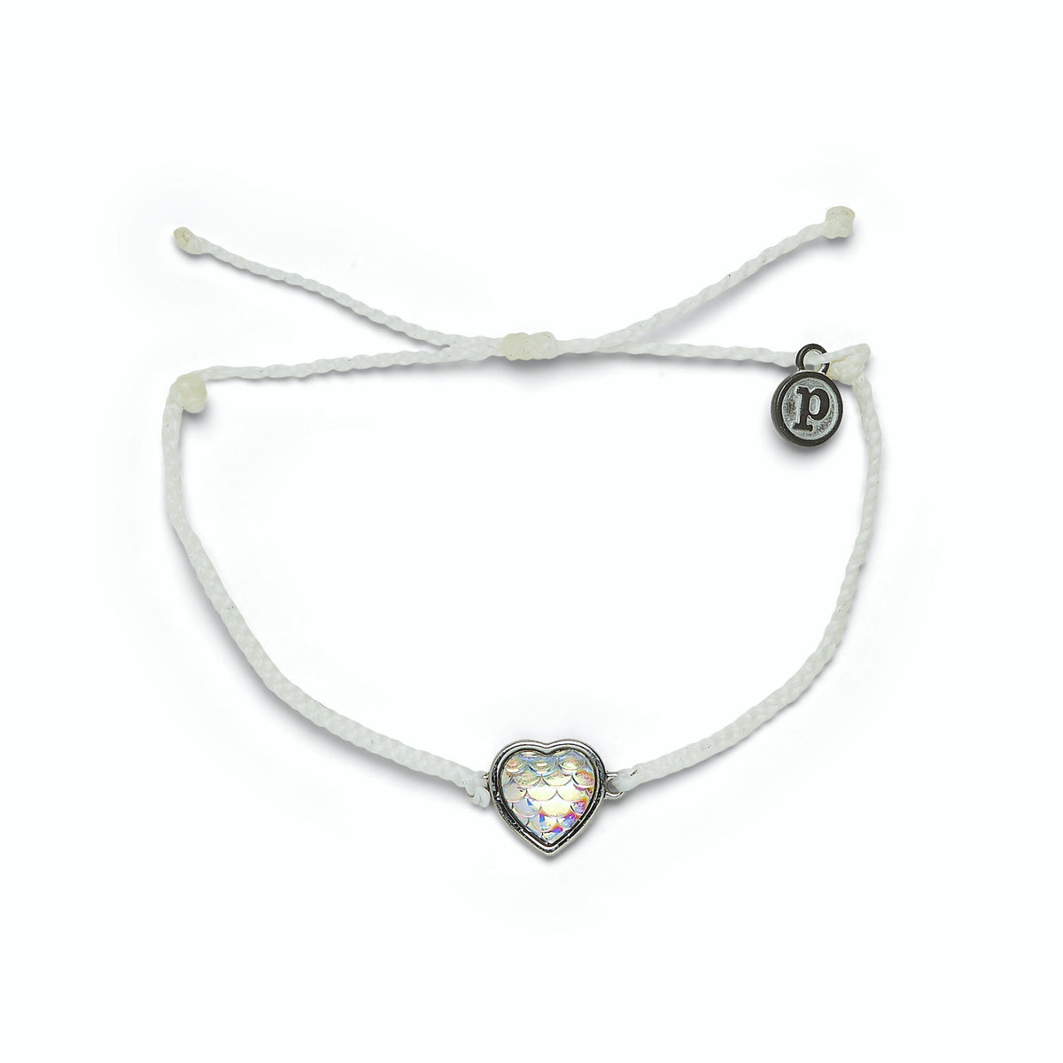 Pura Vida Mermaid Heart Charm Silver White Bracelet