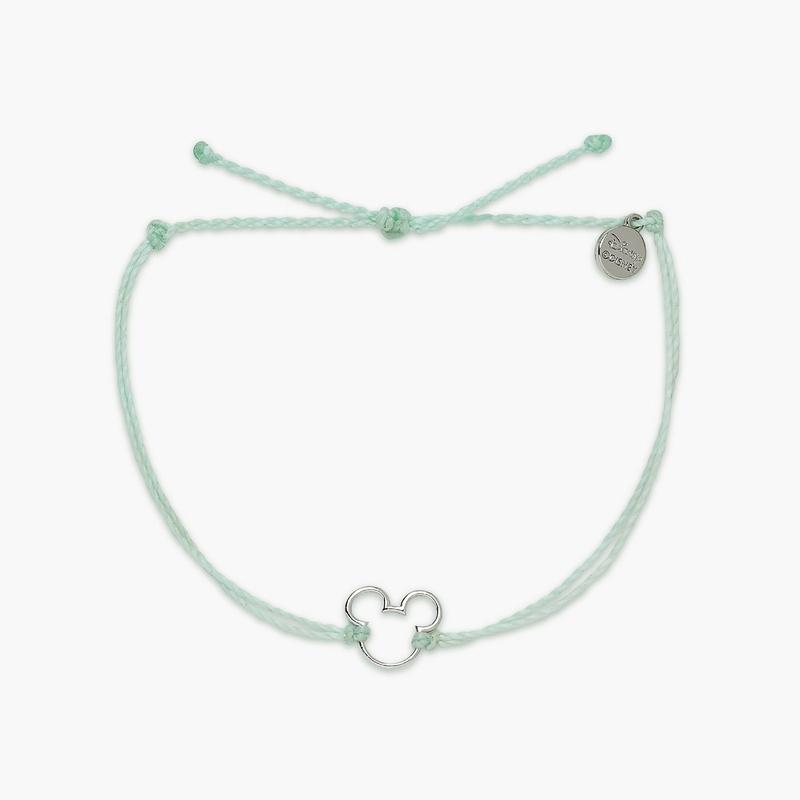 Pura Vida Mickey Silver Charm Cord Bracelet