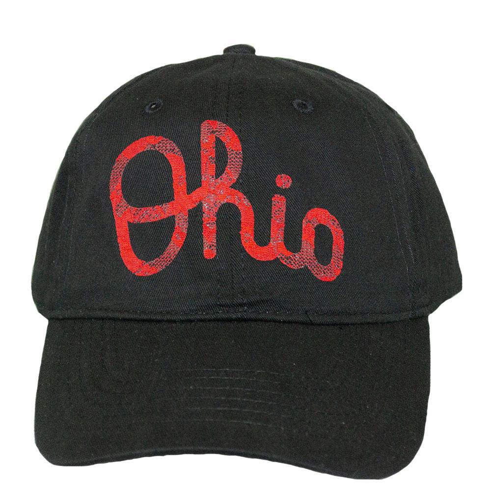  Women adjustable Ohio Script Black Baseball Hat