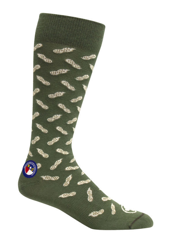 Sage Green Men's Socks With Peanuts - Brown Dog Hosiery