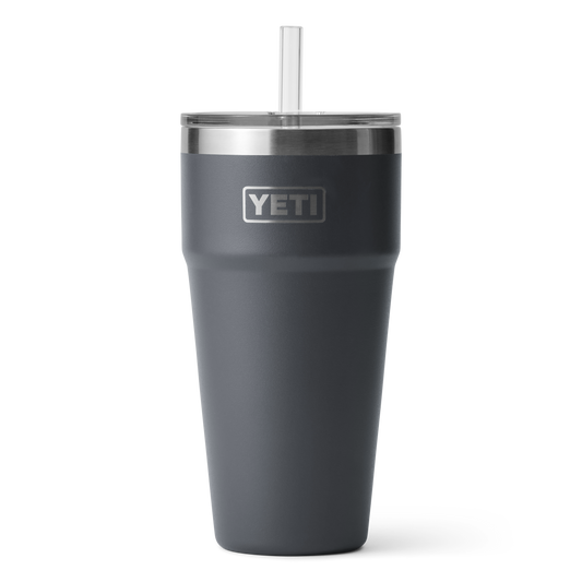 YETI rambler 26 oz cup with a straw in the color Charcoal 2400