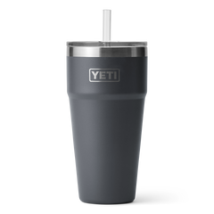 YETI rambler 26 oz cup with a straw in the color Charcoal