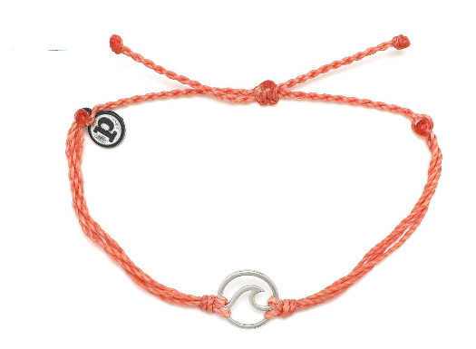 Pura Vida Wave Silver Salmon Bracelet