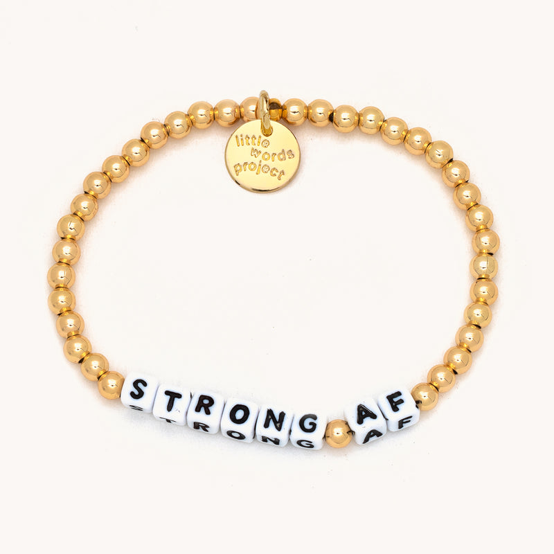 Solid Gold Filled 'Strong AF' Beaded Bracelet