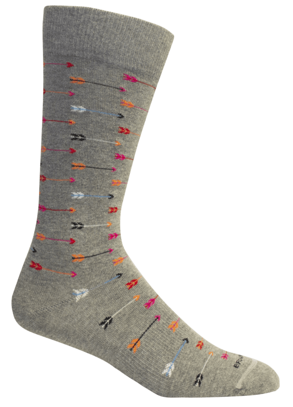 Grey socks with multicolored arrow crew socks 