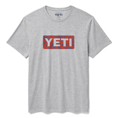 YETI Men's Flip Logo Badge Heather Gray Short Sleeve Tee