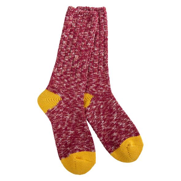 Weekend Ragg Crew Socks Red Yellow