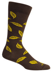 Brown socks with yellow leaf's crew socks 
