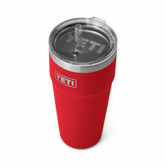 YETI Rambler 26 oz Straw Cup Rescue Red, top view of straw lid.