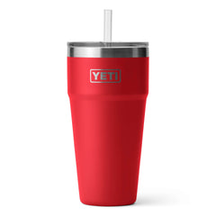 YETI Rambler 26 oz Straw Cup Rescue Red, front view.