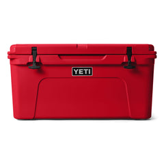 YETI Tundra 65 Hard Cooler in Rescue Red, full front view.