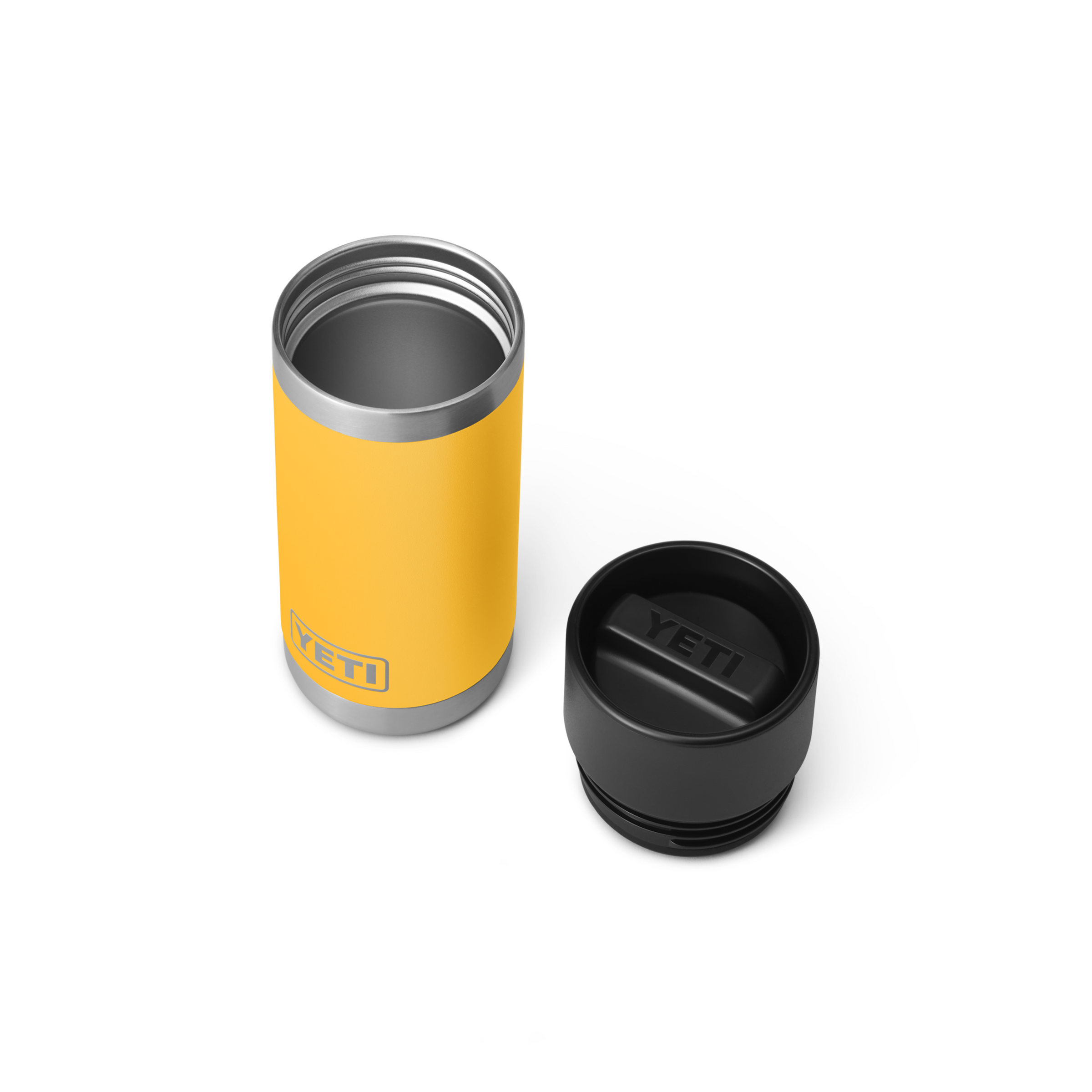 Yeti Rambler 12oz bottle Alpine Yellow With Undone Cap