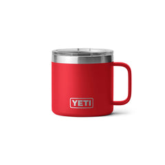 YETI Rambler 14 oz Mug MS Rescue Red, full front view.
