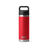 YETI Rambler 18 oz Bottle Chug Rescue Red, full front view.