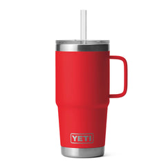 YETI Rambler 25 oz Straw Mug Rescue Red, front view.