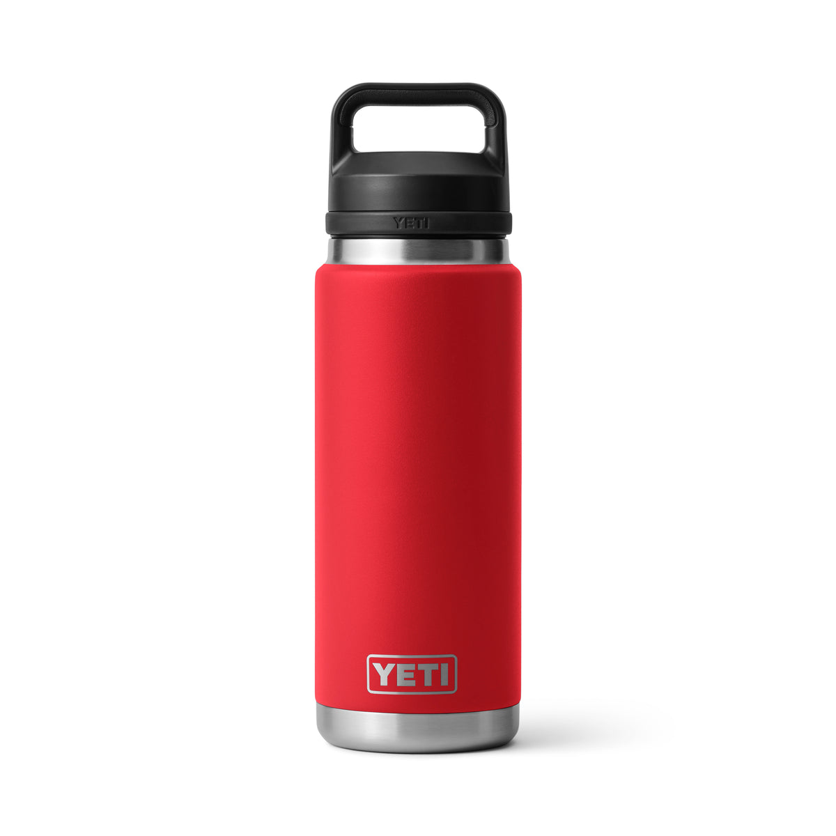 YETI Rambler 26 oz Bottle Chug Rescue Red, Front view.