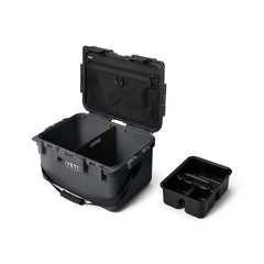 YETI LoadOut® GoBox 30 In Charcoal with the caddie taken out, and the lid open.