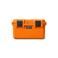 YETI LoadOut® GoBox 30 In King Crab Orange front view with the lid closed.