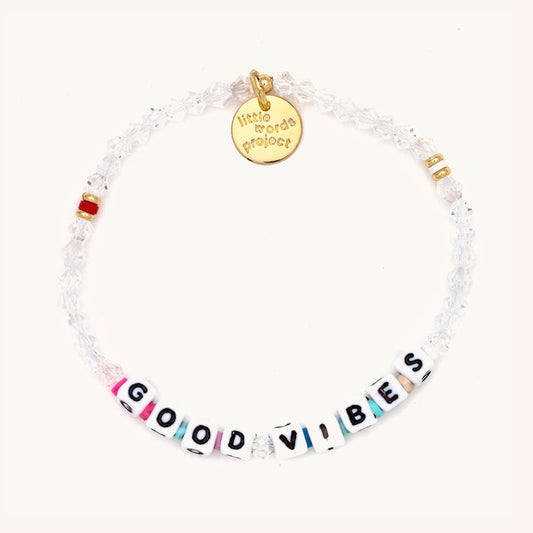 Good Vibes Beaded Bracelet - Clear Beaded - Little Words Project 700