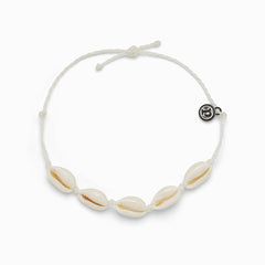 Knotted Cowries Anklet White