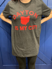 Dayton Is My City Short Sleeve Tee Charcoal  Red