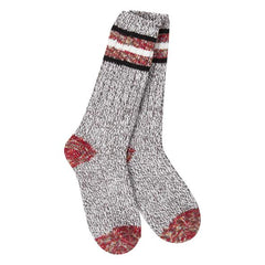 Weekend Ragg Crew Socks Grey and Red