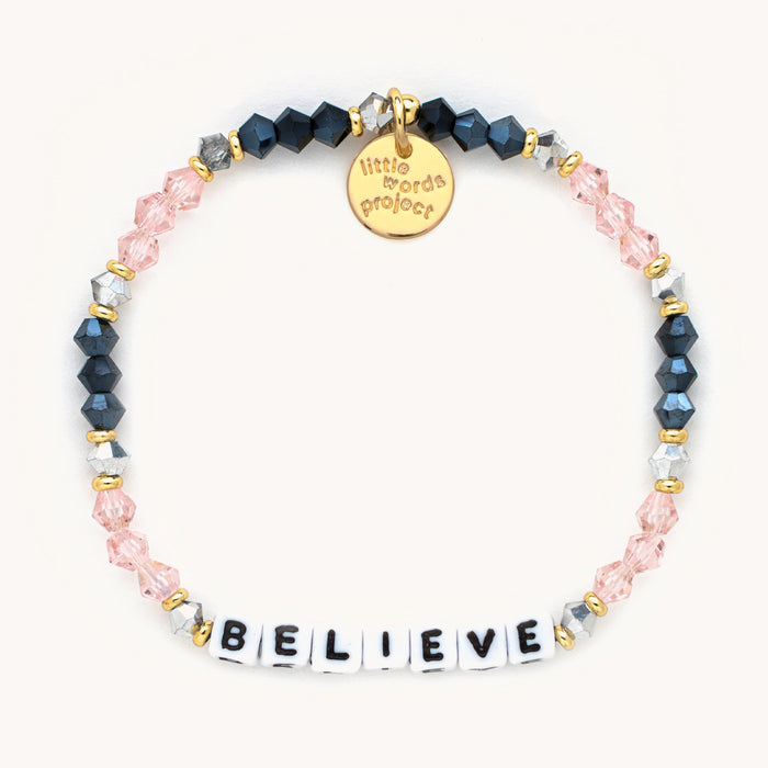 'Believe' Blue and Pink Beaded Bracelet - Little Words Project