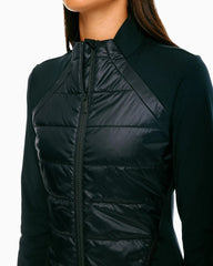The detail of the Women's Josette Mixed Media Full Zip Athletic Jacket - Black - Southern Tide®