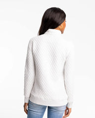 The back view of the Makenzie Heather Quilted Pullover by Southern Tide - Heather Marshmallow