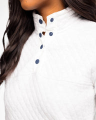 The detail view of the Makenzie Heather Quilted Pullover by Southern Tide - Heather Marshmallow