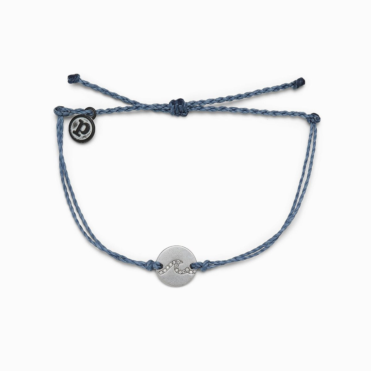 Blue Steel Pave Wave Coin Silver Bracelet