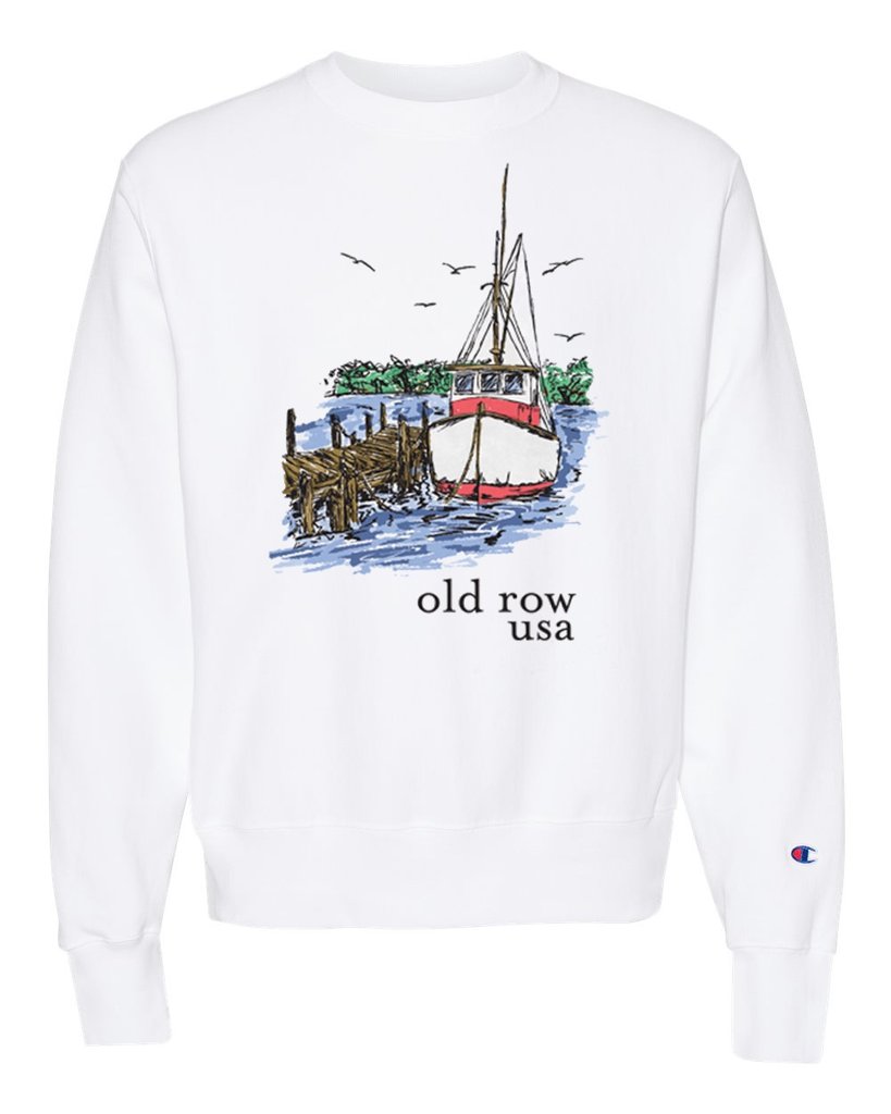 On A Boat Men's Crewneck Pullover - White - Old Row