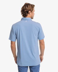 Southern Tide - Men' brrr°®-eeze Shores Striped Performance Polo Shirt - Model back view - Color blue