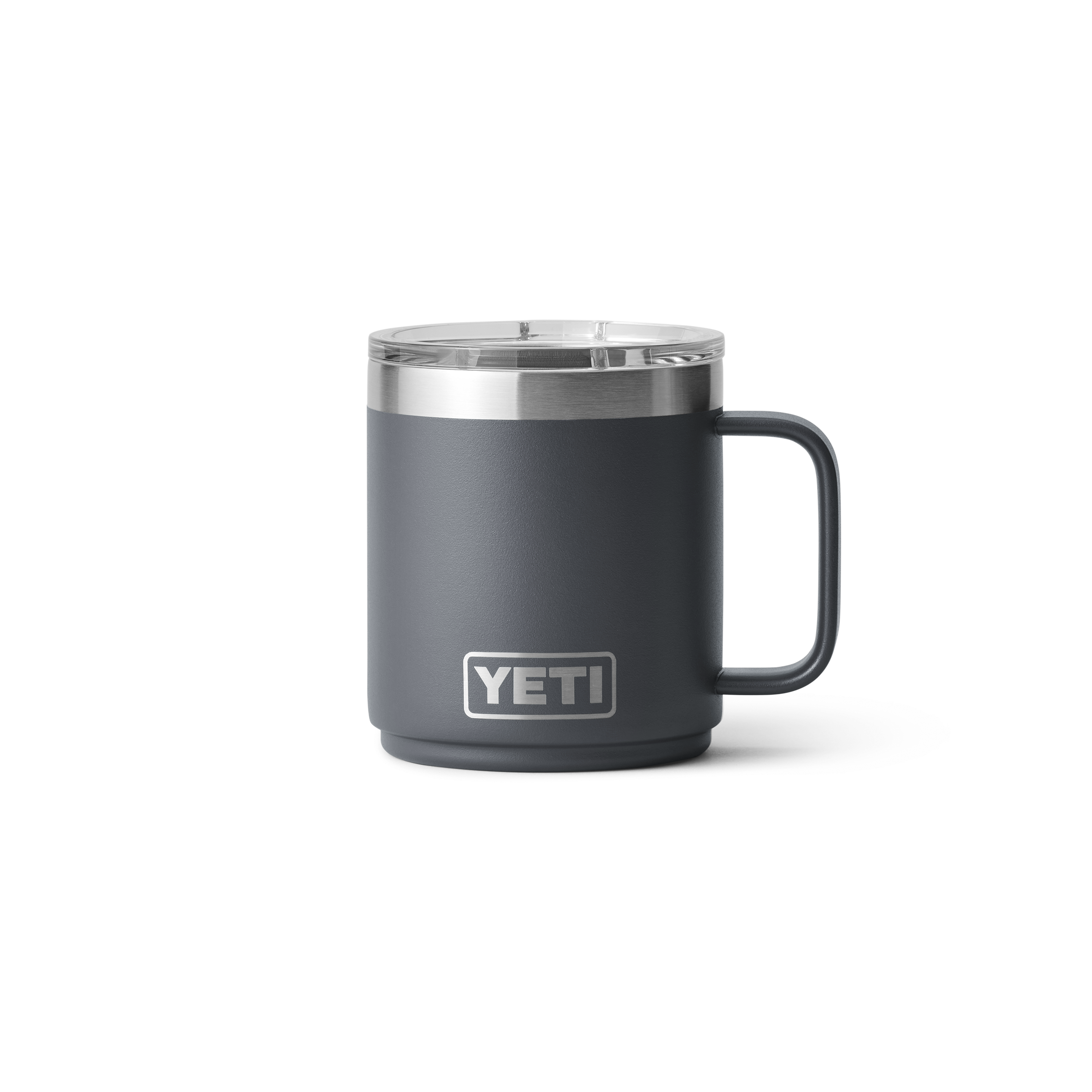 YETI charcoal coffee mug, with YETI logo on the front