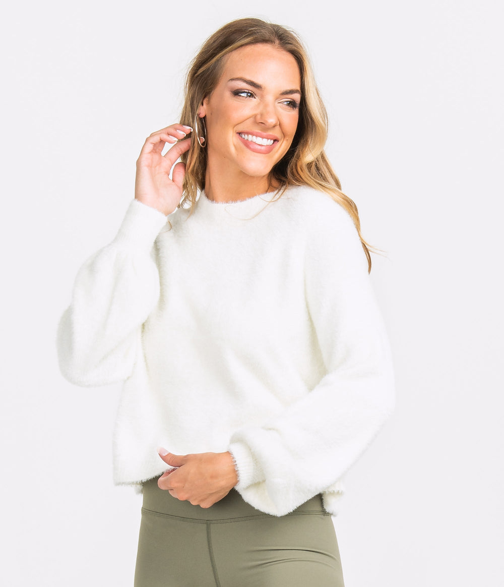 Women's Cropped Feather Knit Sweater - Image 1 - Southern Shirt