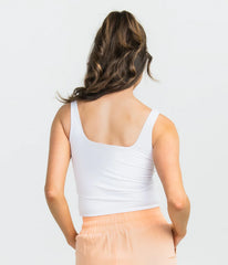 Southern Shirt women's performance tank top in bright white.
