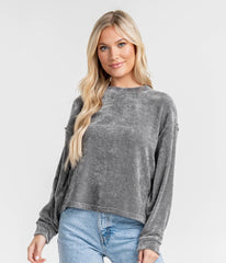 Open Knit Sweater Pullover Gunmetal Southern Shirt Women's Tops