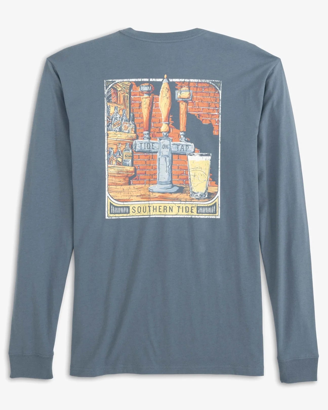 The back view of the Tide on Tap Long Sleeve T-Shirt by Southern Tide - Blue Haze