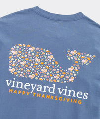 Close up of a Vineyard Vines whale made up of Thanksgiving foods
