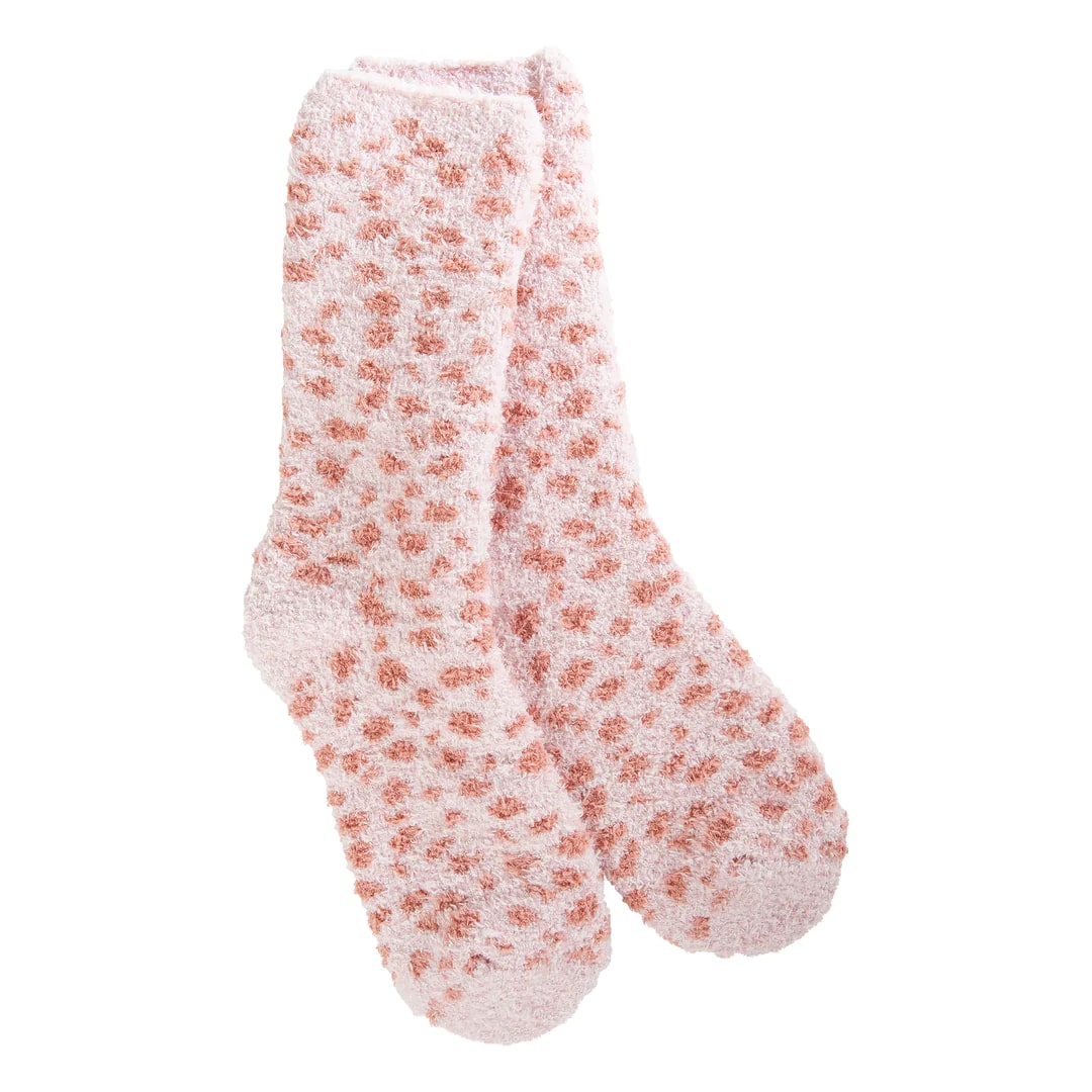 Women's Knit Pickin Fireside Crew Socks | Mauve Cheetah - World's Softest Socks®