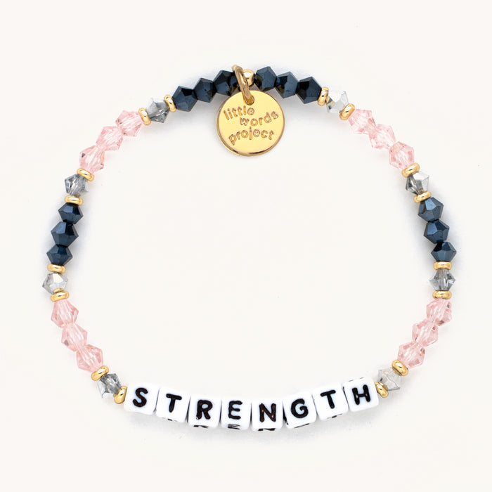 'Strength' Pink and Blue Beaded Bracelet - Little Words Project